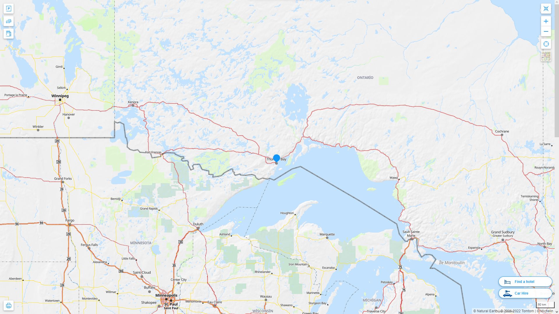 Thunder Bay Canada Autoroute et carte routiere